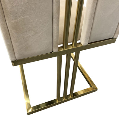 2X Dining Chair Stainless Gold Frame & Seat Beige Fabric