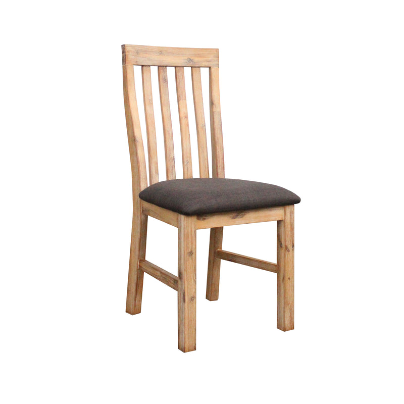 2x Wooden Frame Leatherette in Solid Wood Acacia & Veneer Dining Chairs in Oak Colour