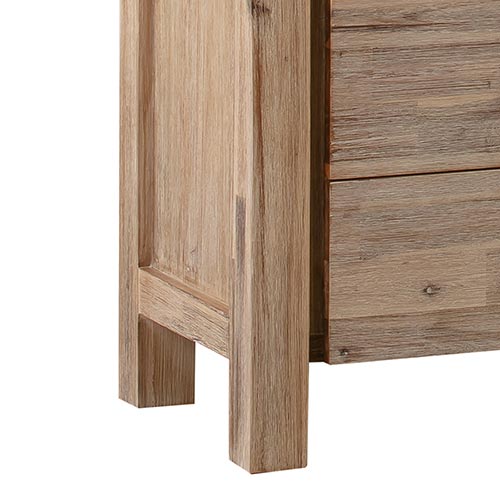 Dresser with 6 Storage Drawers in Solid Acacia & Veneer With Mirror in Oak Colour