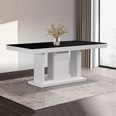 Dining Table in Rectangular Shape High Glossy MDF Wooden Base Combination of Black & White Colour