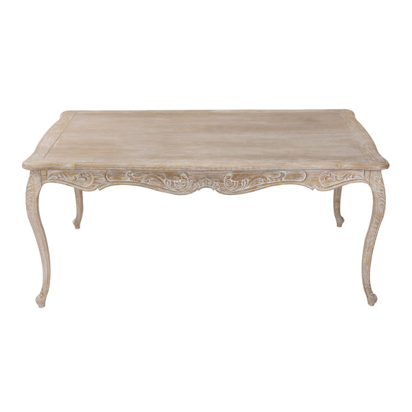 Dining Table Oak Wood Plywood Veneer White Washed Finish in Medium Size