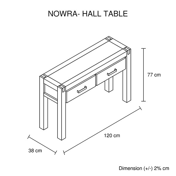 Hall Table 2 Storage Drawers Solid Acacia Wooden Frame Hallway in Oak Color