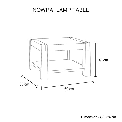 Lamp Table Open Storage Solid Wooden Frame in Classic Oak Colour