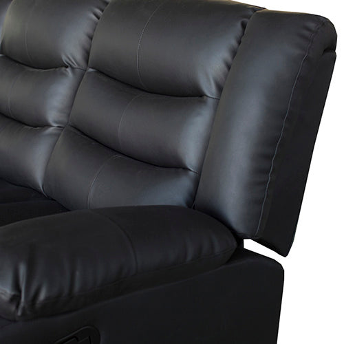 3 Seater Recliner Sofa In Faux Leather Lounge Couch in Black