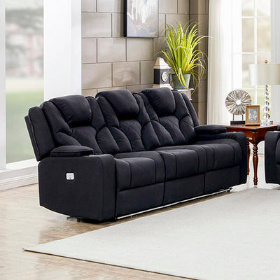 3+1+1 Seater Electric Recliner Stylish Rhino Fabric Black Lounge Armchair with LED Features