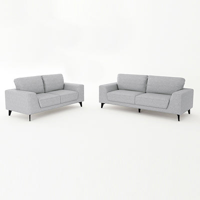 3+2 Seater Sofa Light Grey Fabric Lounge Set for Living Room Couch with Solid Wooden Frame Black Legs