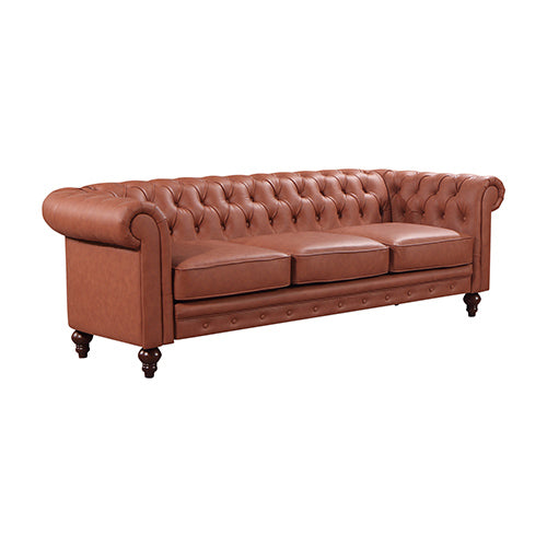 1 Seater 2 Seater 3 Seater Brown Sofa Lounge Set Button Tufted in Faux Leather