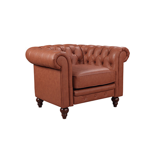 1 Seater 2 Seater 3 Seater Brown Sofa Lounge Set Button Tufted in Faux Leather