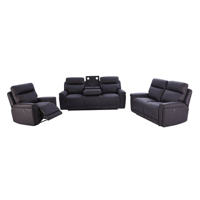 3+2+1 Seater Electric Recliner Sofa in Super Suede Fabric in Charcoal Color with Plastic Black Base