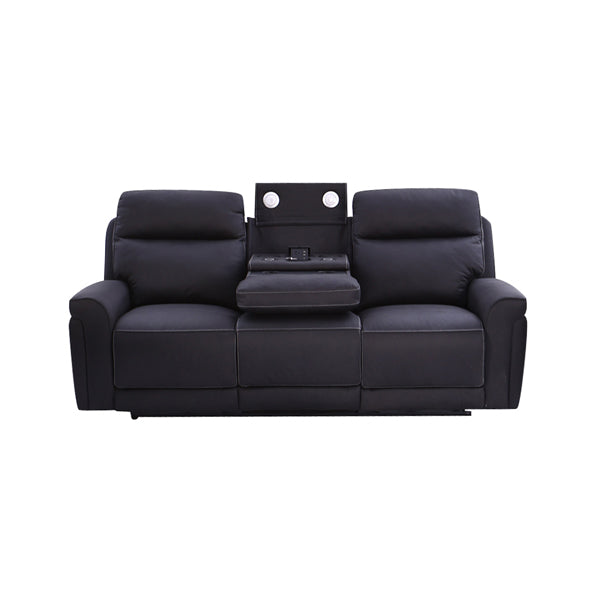 3+2+1 Seater Electric Recliner Sofa in Super Suede Fabric in Charcoal Color with Plastic Black Base