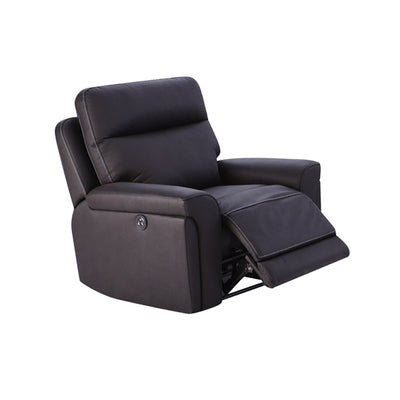 3+2+1 Seater Electric Recliner Sofa in Super Suede Fabric in Charcoal Color with Plastic Black Base