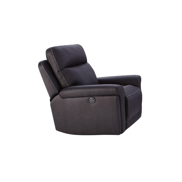 3+2+1 Seater Electric Recliner Sofa in Super Suede Fabric in Charcoal Color with Plastic Black Base