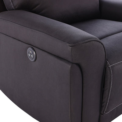 3+2+1 Seater Electric Recliner Sofa in Super Suede Fabric in Charcoal Color with Plastic Black Base