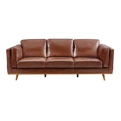 3+2+1 Seater Sofa Brown Leather Lounge Set for Living Room Couch with Wooden Frame