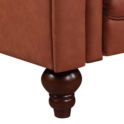 2 Seater Brown Sofa Lounge Chesterfireld Style Button Tufted in Faux Leather