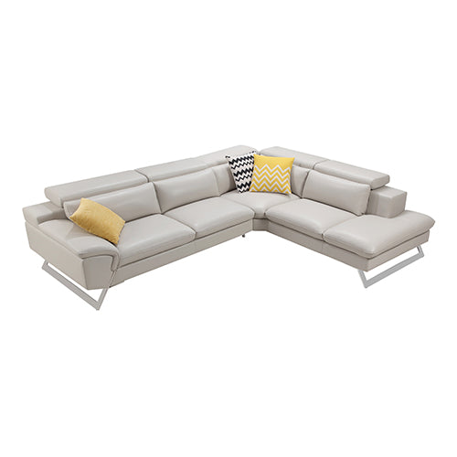 5 Seater Lounge Cream Colour Leatherette Corner Sofa Couch with Chaise