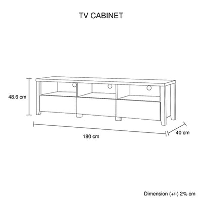 TV Cabinet 3 Storage Drawers with Shelf Natural Wood like MDF Entertainment Unit in Oak Colour