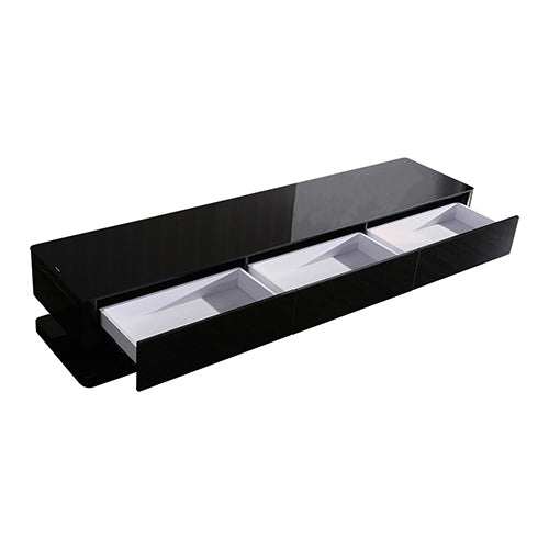 TV Cabinet with 3 Storage Drawers With High Glossy Assembled Entertainment Unit in Black colour