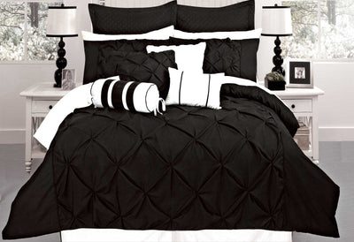 Luxton Queen Size Black Diamond Pintuck Quilt Cover Set(3PCS)