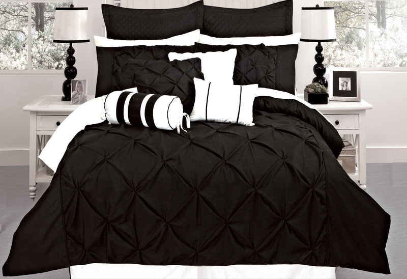 Luxton Queen Size Black Diamond Pintuck Quilt Cover Set(3PCS)