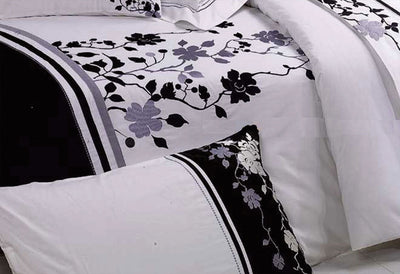 Luxton Super King Size Embroidery Tree and Leaf Pattern White Quilt Cover Set (3PCS)