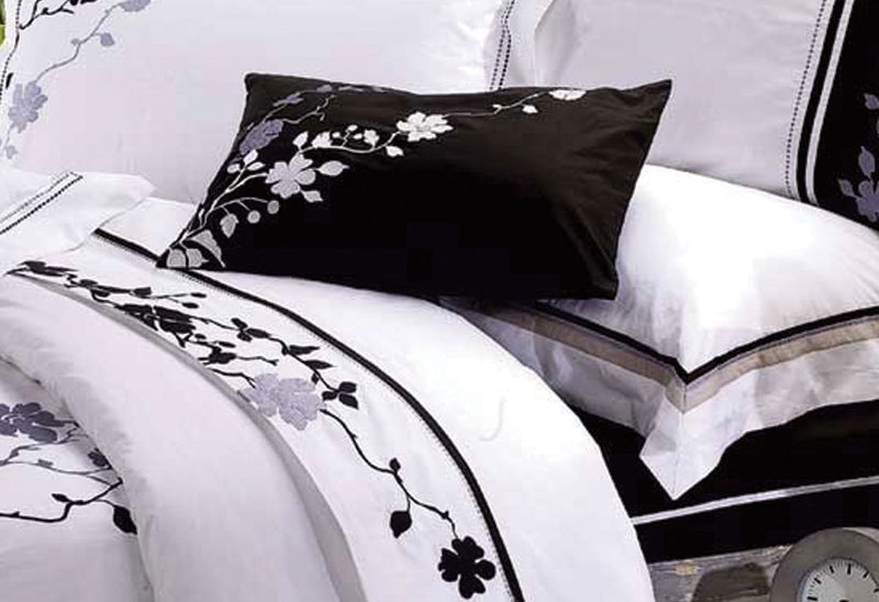 Luxton Super King Size Embroidery Tree and Leaf Pattern White Quilt Cover Set (3PCS)