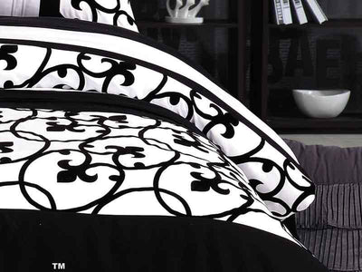 Luxton King Size White and Black Quilt Cover Set(3PCS)