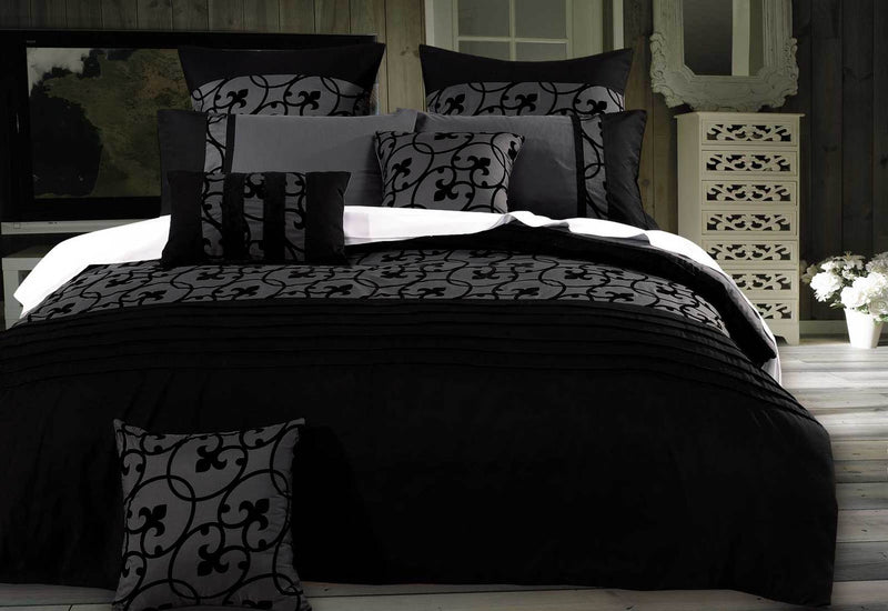 Luxton Queen Size Charcoal Black Quilt Cover Set(3PCS)