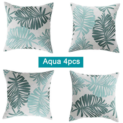 Luxton Cotton Linen Tropical Palm Cushion Covers 4pcs Pack