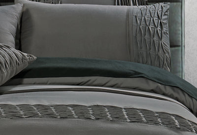 Luxton King Size Stone Grey Pintucking Quilt Cover Set (3PCS)