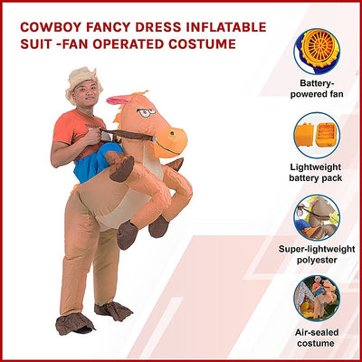 COWBOY Fancy Dress Inflatable Suit -Fan Operated Costume