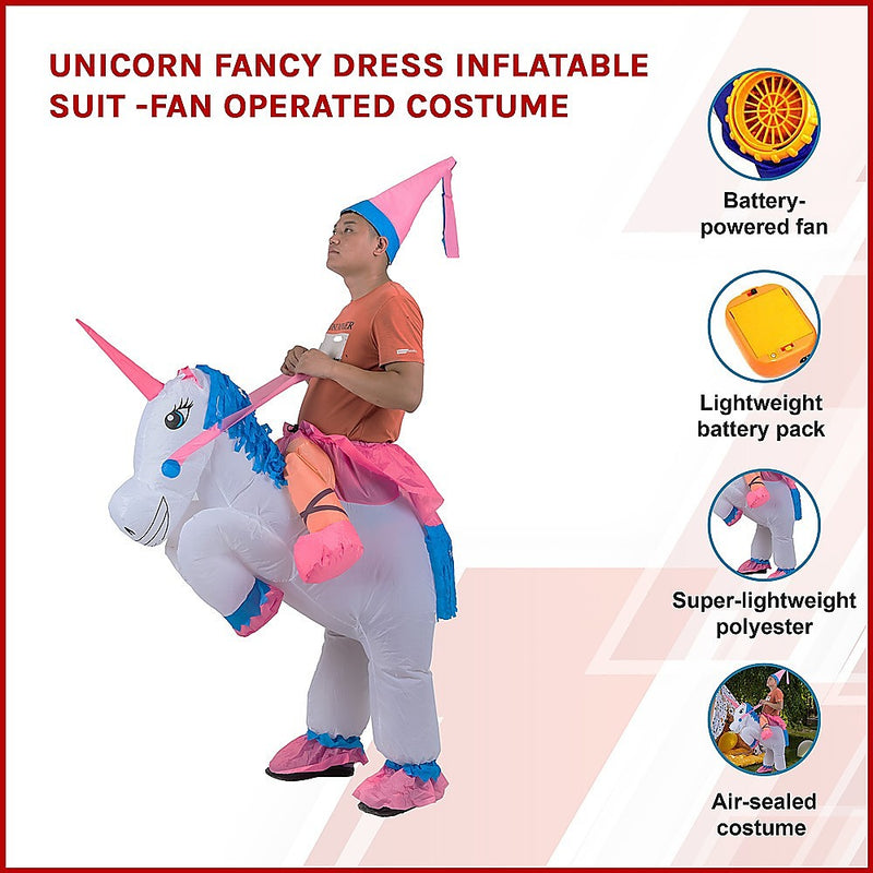 UNICORN Fancy Dress Inflatable Suit -Fan Operated Costume