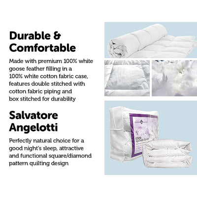 100% White Goose Feather Duvet / Quilt-Single