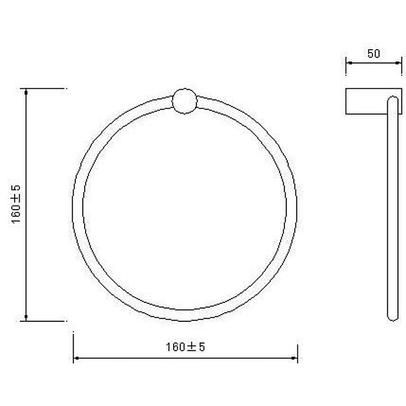 Towel Ring Rail Grade 304 Stainless Steel 20cm