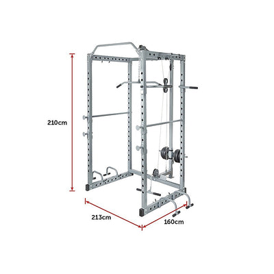 Power Rack Squat Cage Stands w Lat Pulldown Home Gym