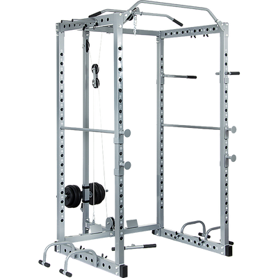 Power Rack Squat Cage Stands w Lat Pulldown Home Gym