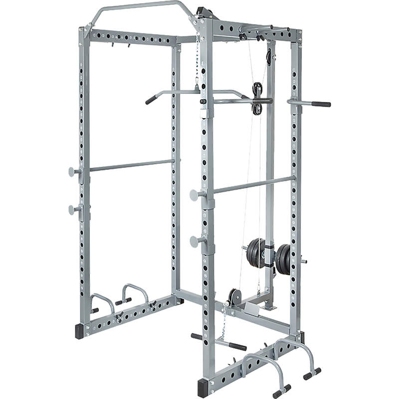 Power Rack Squat Cage Stands w Lat Pulldown Home Gym