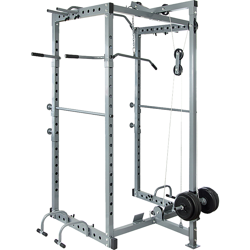 Power Rack Squat Cage Stands w Lat Pulldown Home Gym