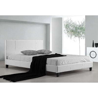 Double PU Leather Bed Frame White