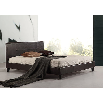 Double PU Leather Bed Frame Brown