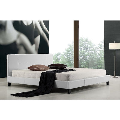 King PU Leather Bed Frame White