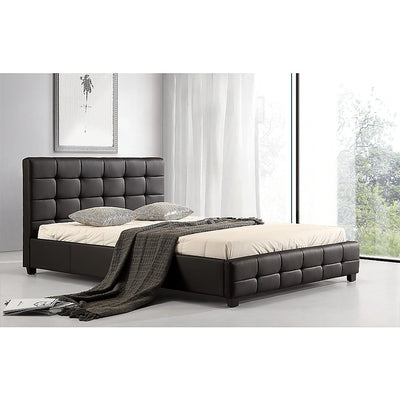 Double PU Leather Deluxe Bed Frame Black