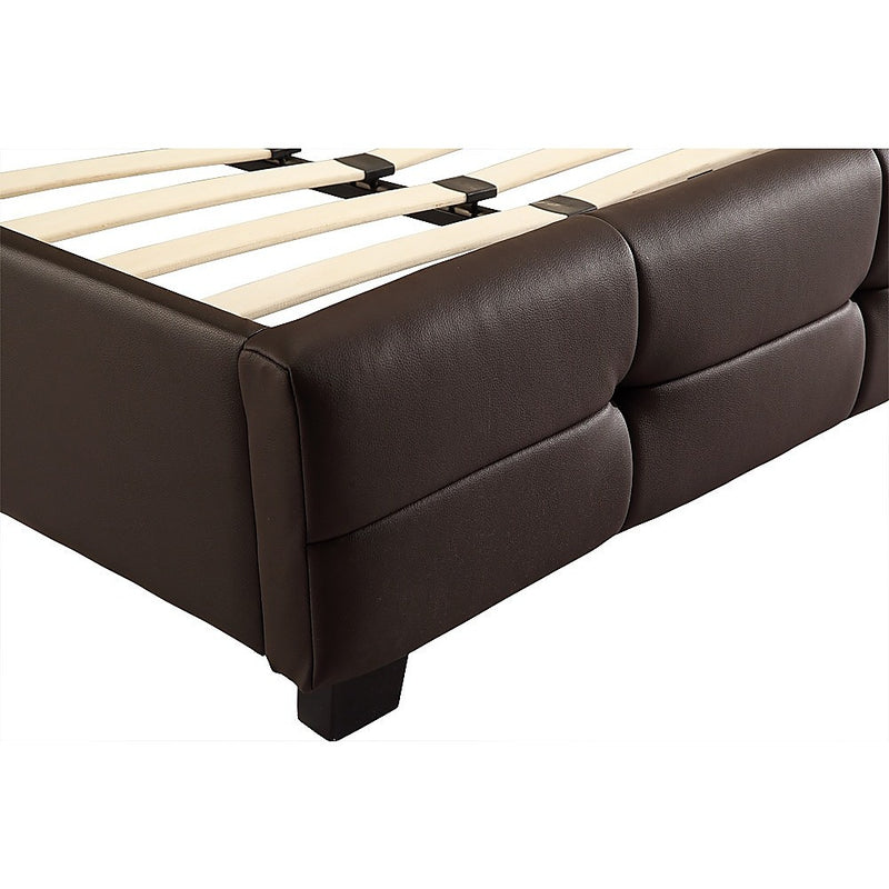 King PU Leather Deluxe Bed Frame Brown