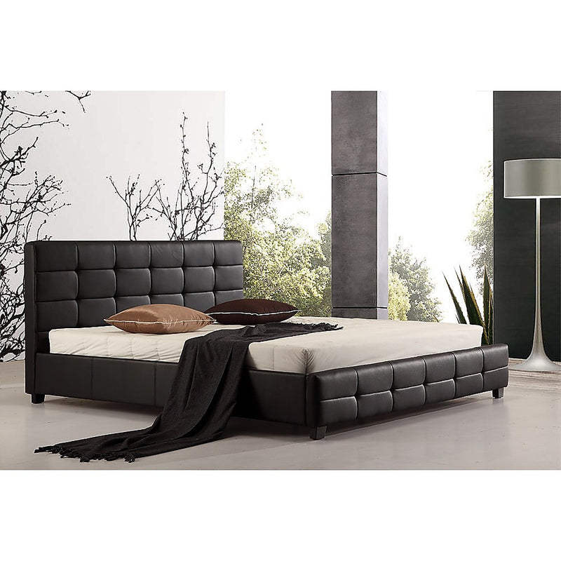 King PU Leather Deluxe Bed Frame Black