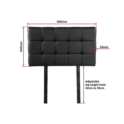 PU Leather Single Bed Deluxe Headboard Bedhead - Black