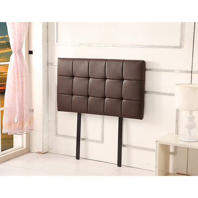 PU Leather Single Bed Deluxe Headboard Bedhead - Brown