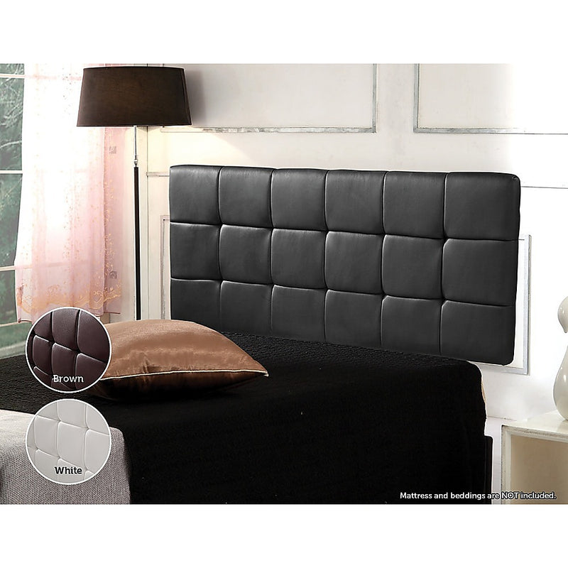 PU Leather Queen Bed Deluxe Headboard Bedhead - Black