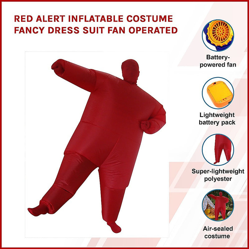 Red Alert Inflatable Costume Fancy Dress Suit Fan Operated