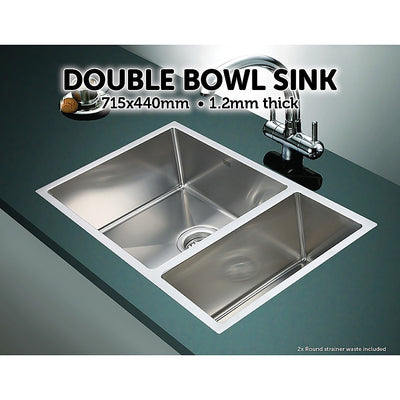 715x440mm Handmade Stainless Steel Undermount / Topmount Kitchen Sink with Waste