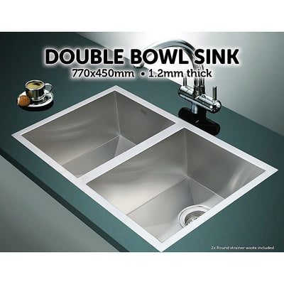 770x450mm Handmade Stainless Steel Undermount / Topmount Kitchen Sink with Waste